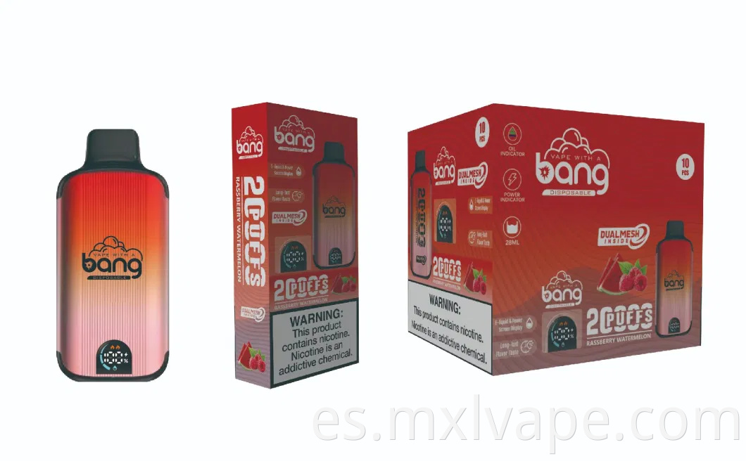 Fábrica Direct desechable Electronic cigarry Bang Smart Screen 20000 Puffs Batería: 650 mAh. Tipo-C puede admitir el pago de Alibaba